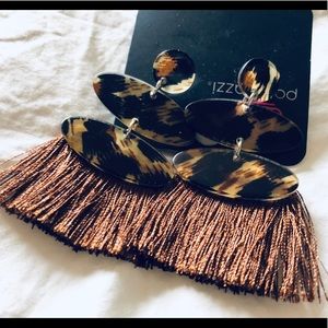 Animal Print Fringe Earrings